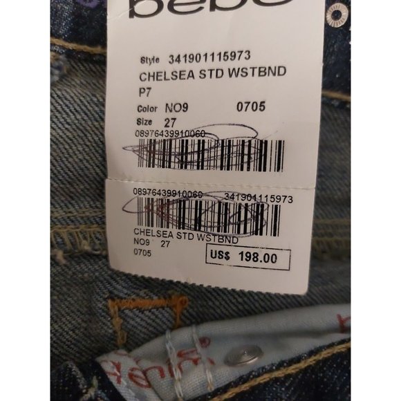 BEBE CHELSEA STD WASTBND P7 SIZE 27 JEANS $198 VALUE - Picture 3 of 11